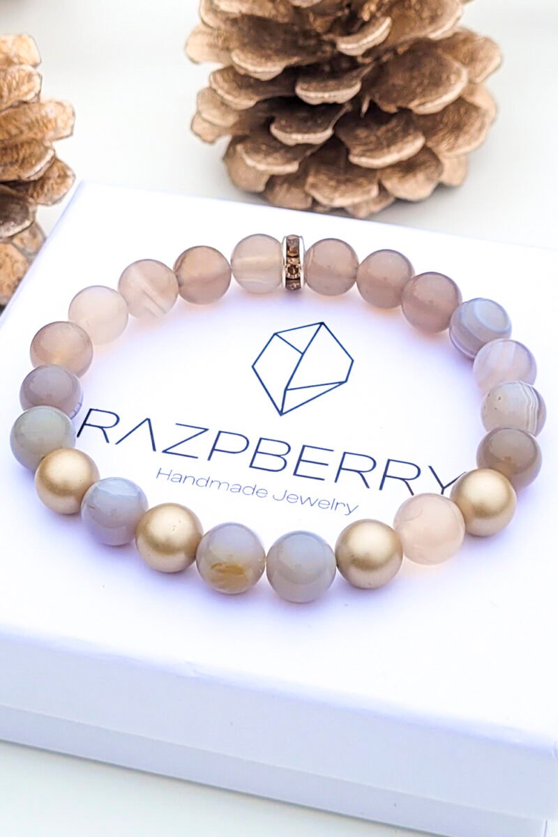 SÁVOS ACHÁT X MAJORICA GYÖNGY - 16 cm