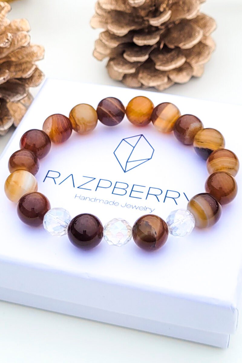 SÁVOS ACHÁT X AURA HEGYIKRISTÁLY - 16 cm