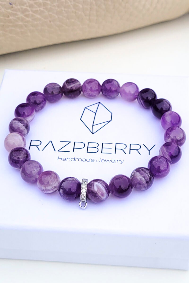 CHEVRON AMETISZT karkötő - választható köztessel