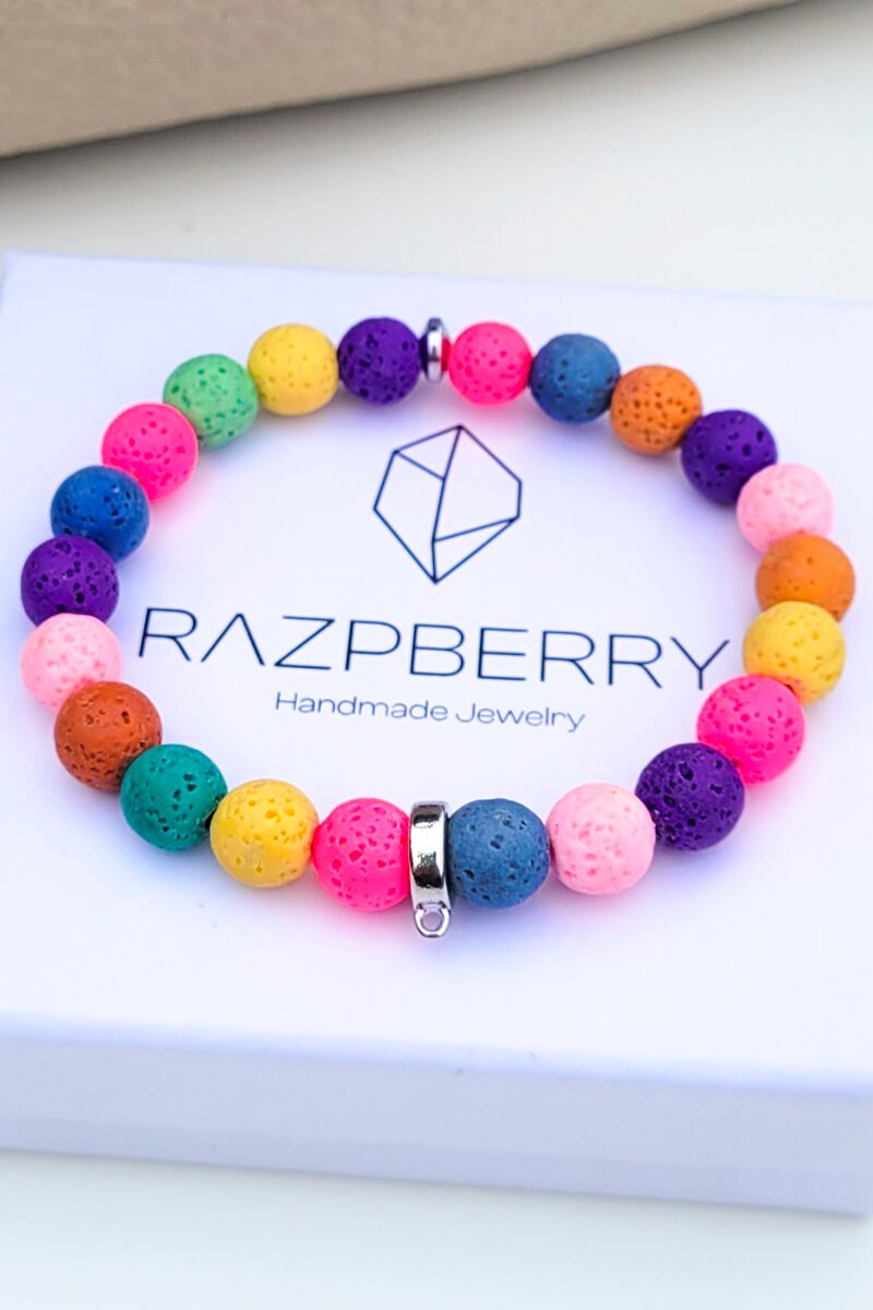 SZÍNEZETT LÁVAKŐ karkötő - választható köztessel