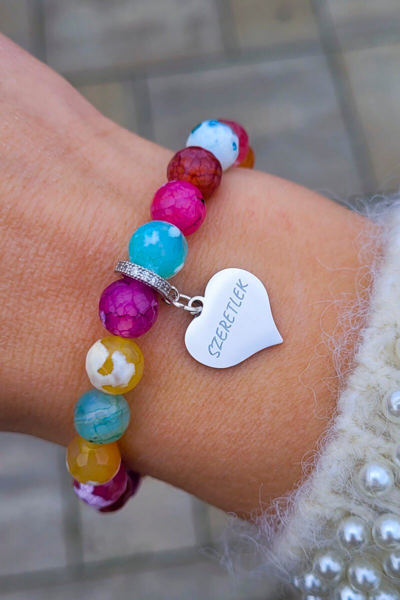 FAZETTÁLT TŰZACHÁT KARKÖTŐ - CHARMMAL (16 CM)