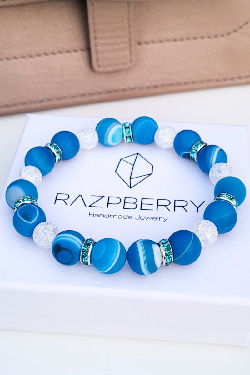 MATT SÁVOS ACHÁT X HEGYIKRISTÁLY - 17 CM